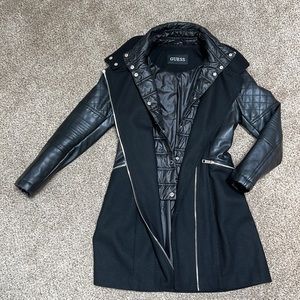 GUESS Wool Coat w/ leather